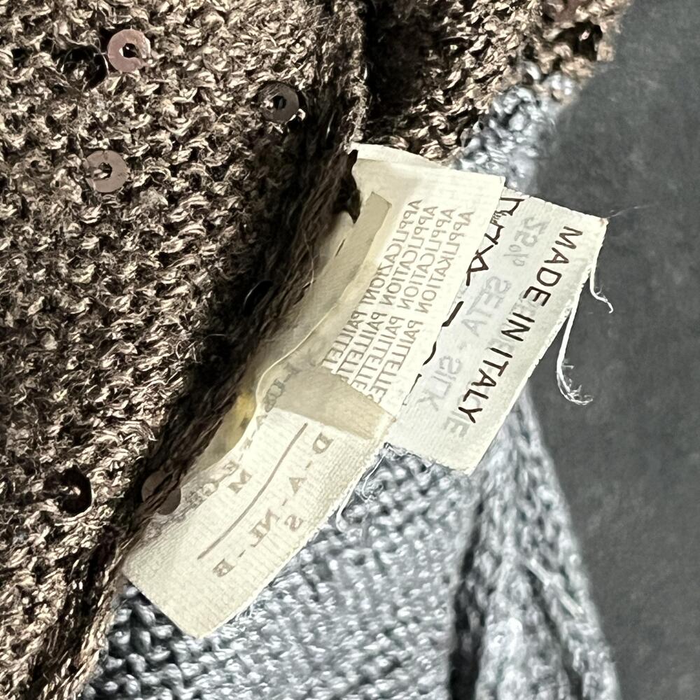 Brunello Cucinelli Silk Cardigan Sweater Sequin Linen Italy Embellished Striped - Picture 5 of 15